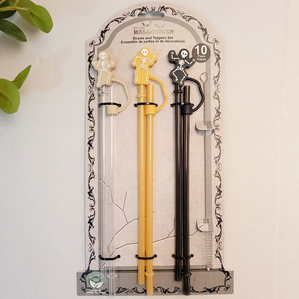 Skelaton Straw and Topper Set
